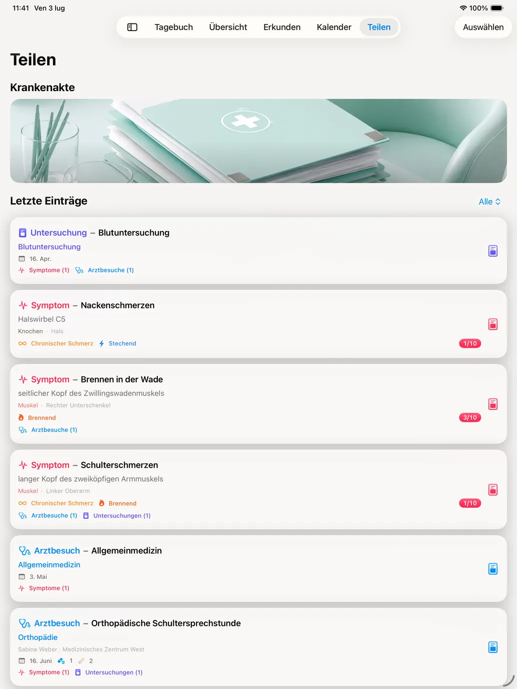 Ein von Clino erzeugtes, exportiertes klinisches PDF